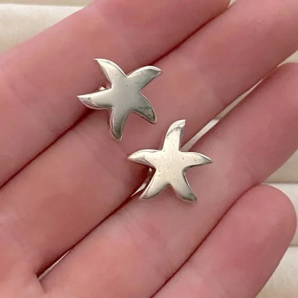 Sterling Silver Starfish Earrings - Picture 1 of 12